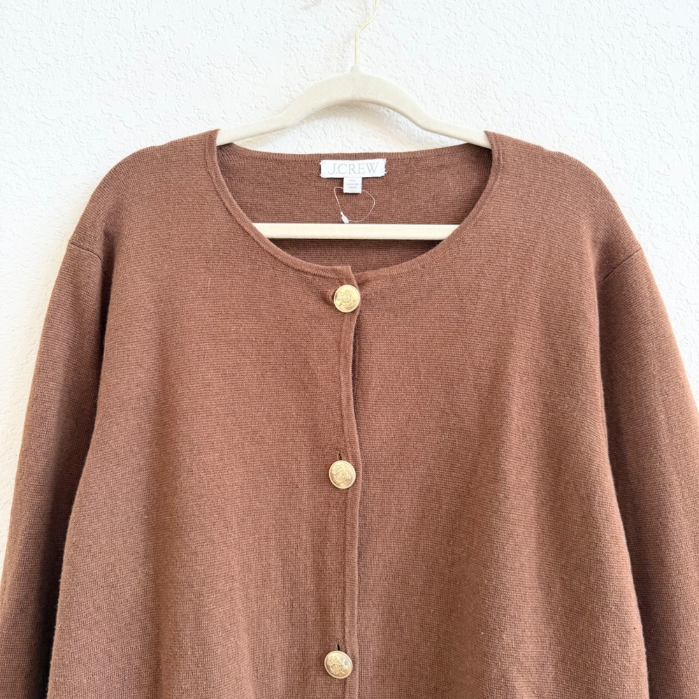 J.Crew Giselle Sweaterblazer in Heather Walnut Brown Merino Wool Blend Cardigan - Picture 9 of 15